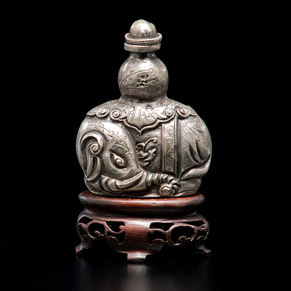 Appraisal: Chinese early th late th century A silver elephant-form bottle