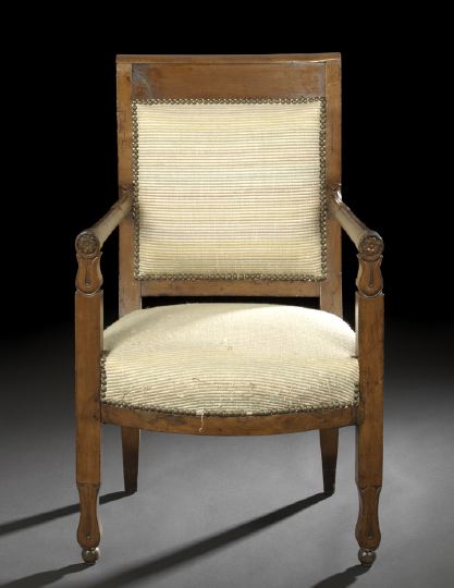 Appraisal: Provincial Consular Fruitwood Fauteuil late th century the padded back