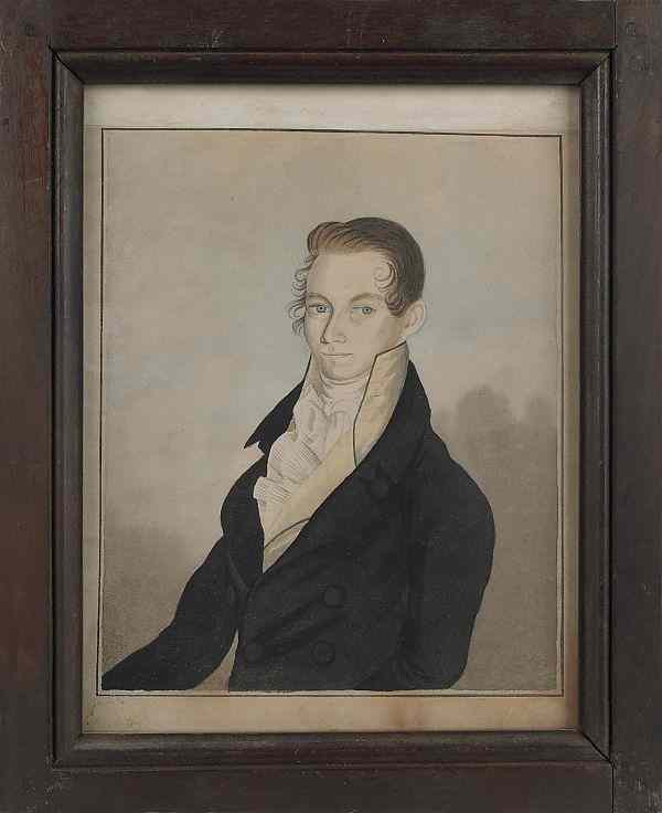 Appraisal: American watercolor portrait of a gentleman ca x Provenance North