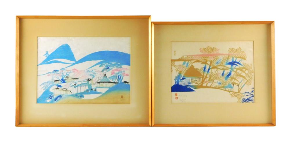 Appraisal: ASIAN INAGAKI NENJIRO JAPANESE - TWO FRAMED WOODBLOCK PRINTS PUBLISHED