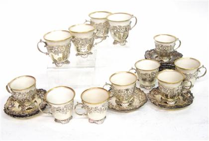 Appraisal: Twelve sterling silver demitasse holders and saucers with Lenox porcelain