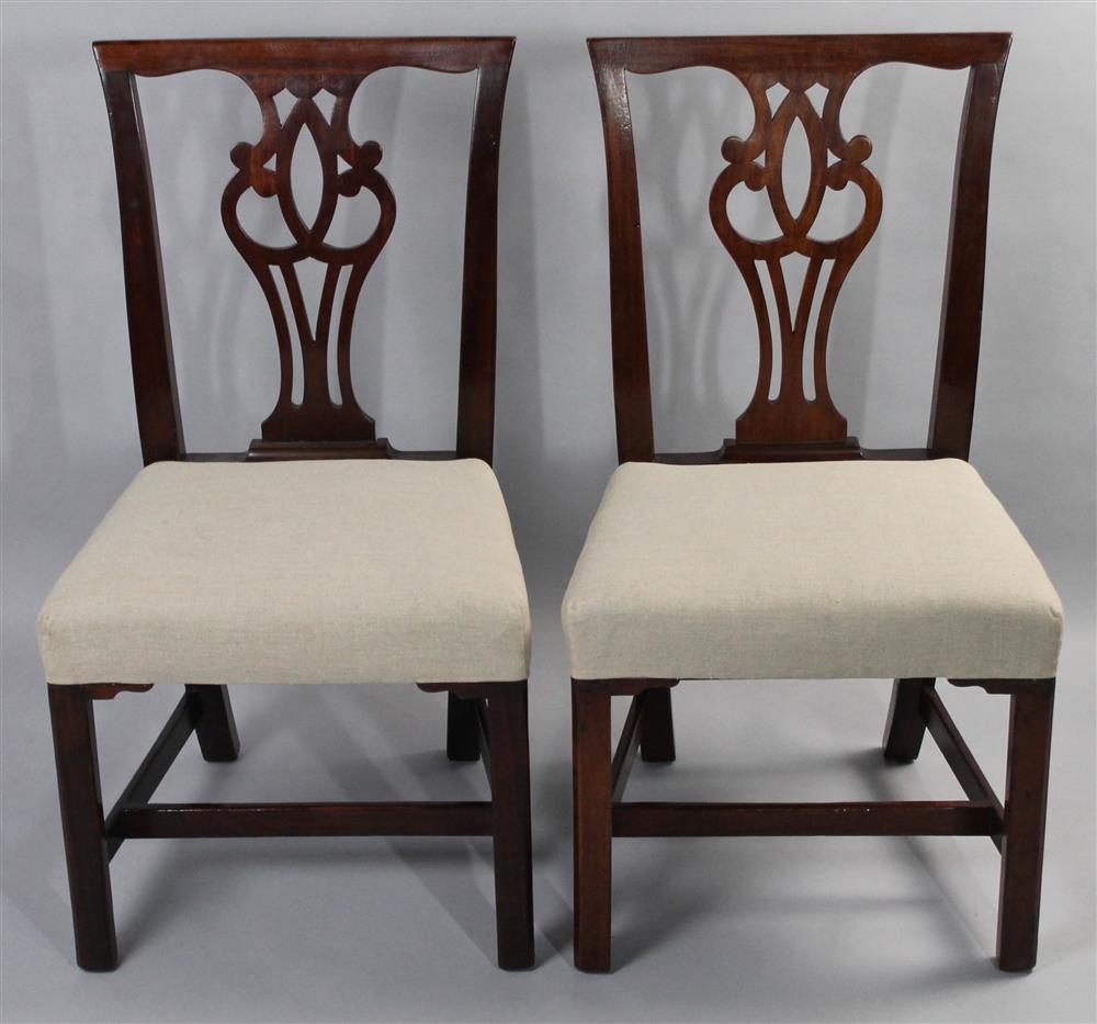 Appraisal: PAIR OF GEORGE III CHIPPENDALE CARVED MAHOGANY SIDE CHAIRS each