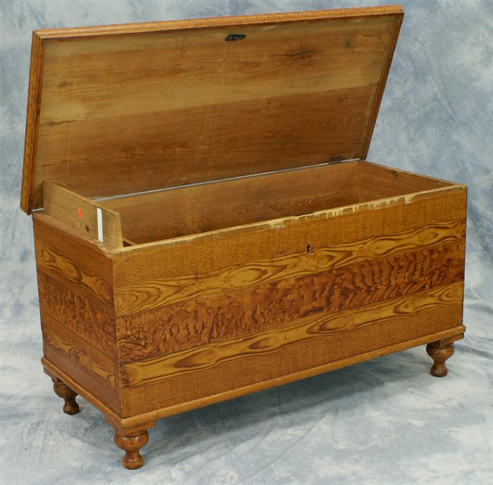 Appraisal: Grain decorated pine blanket chest with key small crab lock