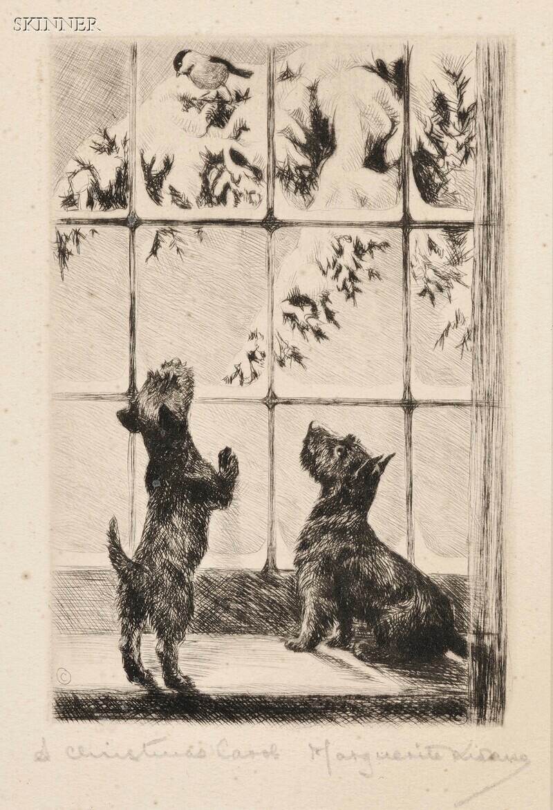 Appraisal: Marguerite Kirmse American - Two Images of Scotties A Christmas