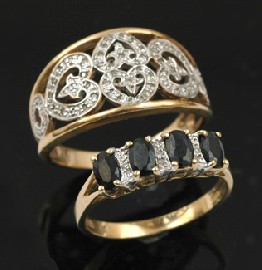 Appraisal: SAPPHIRE DRESS RING WITH DIAMOND DRESS RING IN CT GOLD