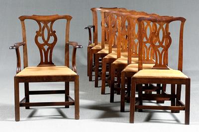 Appraisal: Eight Chippendale dining chairs assembled set comprising six period side