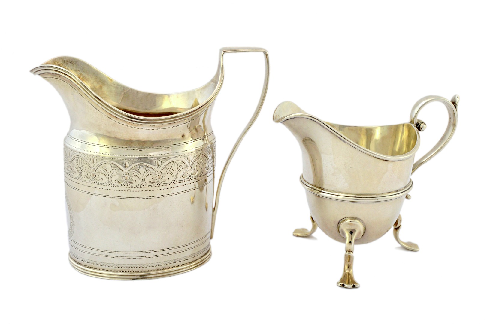 Appraisal: Silver comprising a George III oval cream jug decorated with