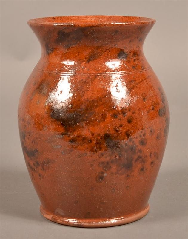 Appraisal: Pennsylvania th Century Redware Jar Pennsylvania th Century Mottle Glazed