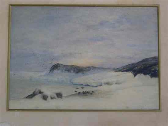 Appraisal: Louis Apol Dutch - watercolour Coastal landscape signed Unframed x