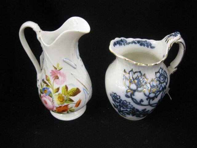 Appraisal: Antique Porcelain Pitchers flow blue type and Old Paris type