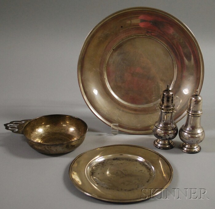 Appraisal: Five Sterling Silver Tableware Items a Mexican porringer a Shreve