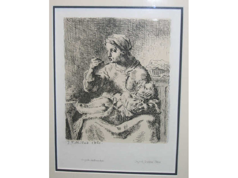 Appraisal: AFTER JEAN FRANCOIS MILLET FRENCH - Mother and child etching