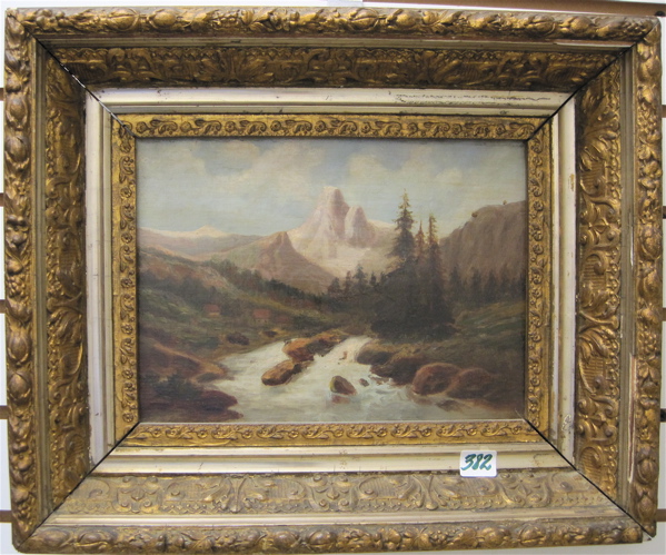 Appraisal: AMERICAN SCHOOL OIL ON CANVAS A th century mountain landscape