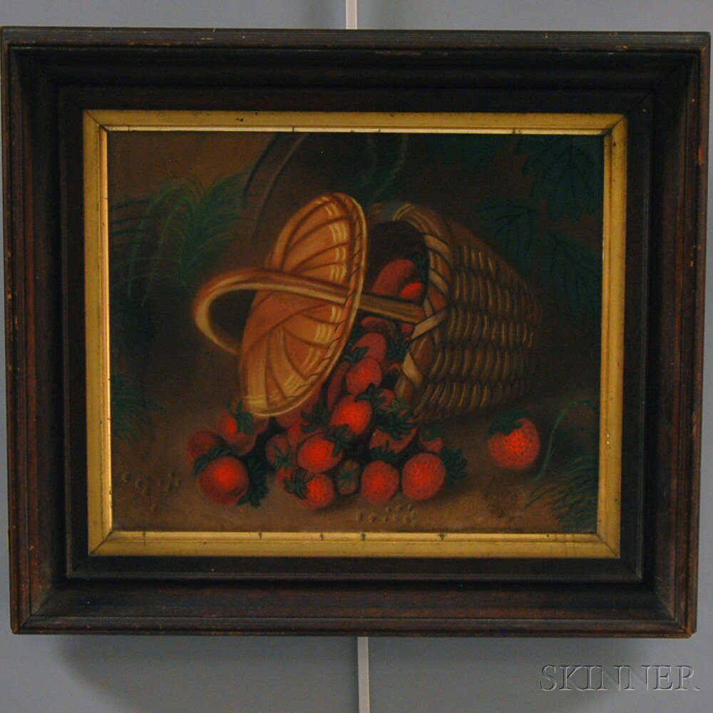 Appraisal: American School th th Century Basket of Strawberries Unsigned Pastel