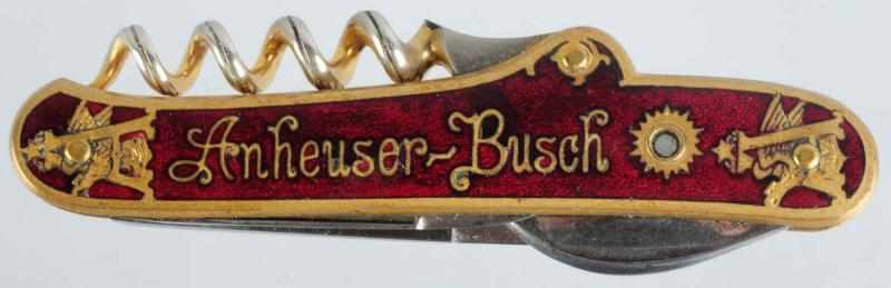 Appraisal: Anheuser-Busch Enameled Pocket Knife With Adolphus Busch photo in peep