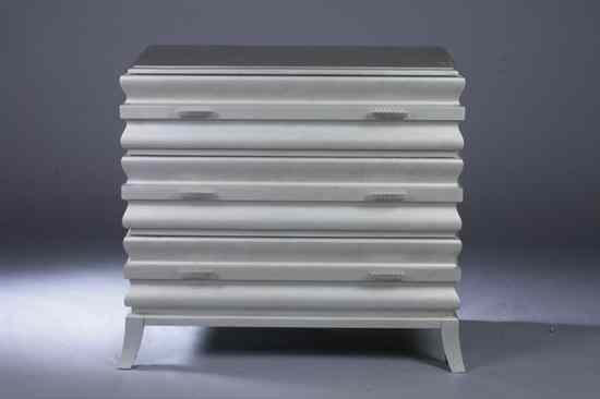 Appraisal: CONTEMPORARY SILVER- FINISHED BEDSIDE COMMODE By Hickory White stamped on