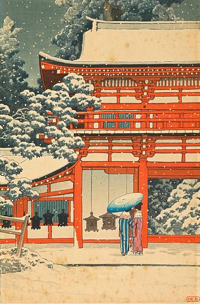 Appraisal: Kawase Hasui - Shinto Shrine of Kasuga at Nara The