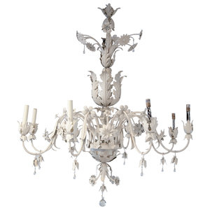 Appraisal: A White Painted Tole Eight-Light Chandelier by Vaughn Lighting TH