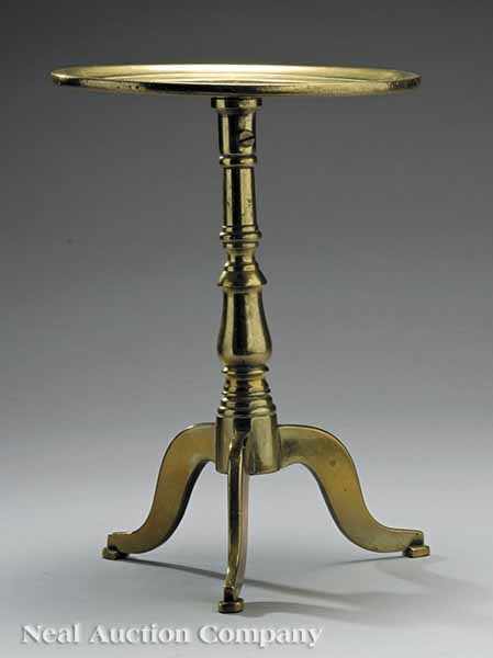 Appraisal: An English or American Brass Miniature Tea Table th c