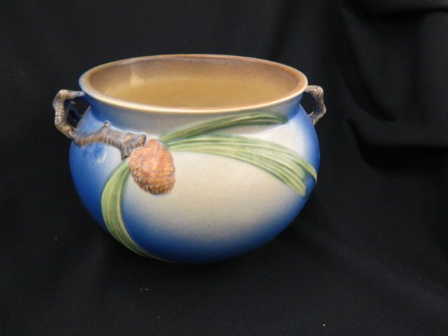 Appraisal: Roseville Pottery Pinecone Jardiniere blue - excellent