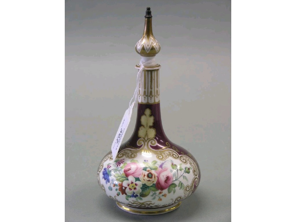 Appraisal: A G Grainger Worcester vase and cover bulbous body painted