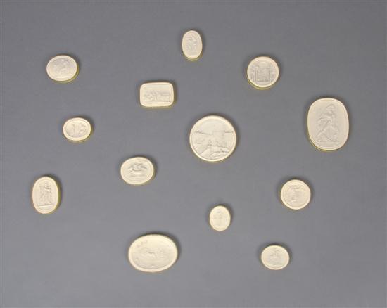 Appraisal: A Collection of Thirteen Plaster Medallions Height of tallest inches