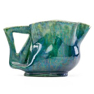 Appraisal: GEORGE OHR Pitcher GEORGE OHR - Cut-out handle pitcher blue