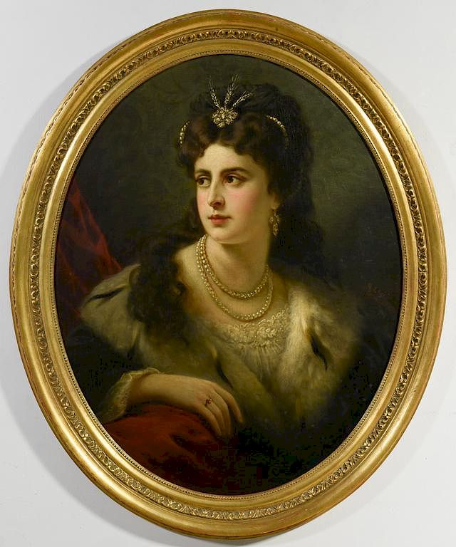 Appraisal: Anton Ebert Portrait of Lady in Ermine Fur Anton Ebert