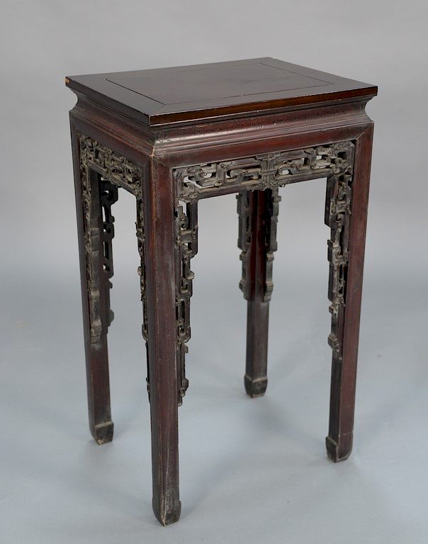 Appraisal: Chinese hardwood stand with pierce carving height in top x