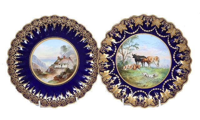 Appraisal: A COPELAND SPODE PLATE with wavy rim painted with cattle