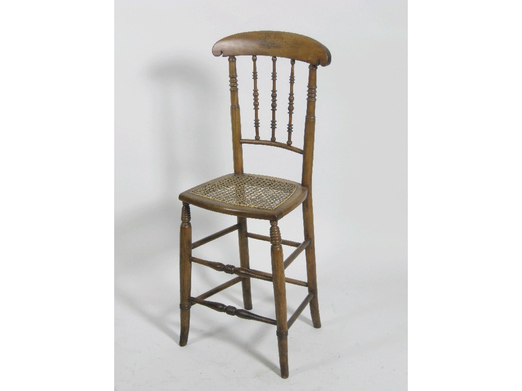 Appraisal: A th Century beech Child's Correction Chair with spindle back