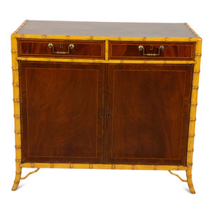 Appraisal: A Faux Bamboo and Mahogany Side Cabinet th Century Height