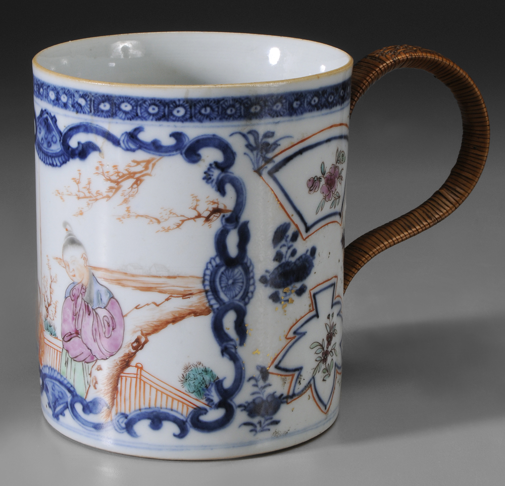 Appraisal: Famille Rose Chinese Export Porcelain Can th century underglaze blue