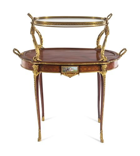 Appraisal: A LOUIS XV STYLE GILT BRONZE AND PORCELAIN MOUNTED TWO-