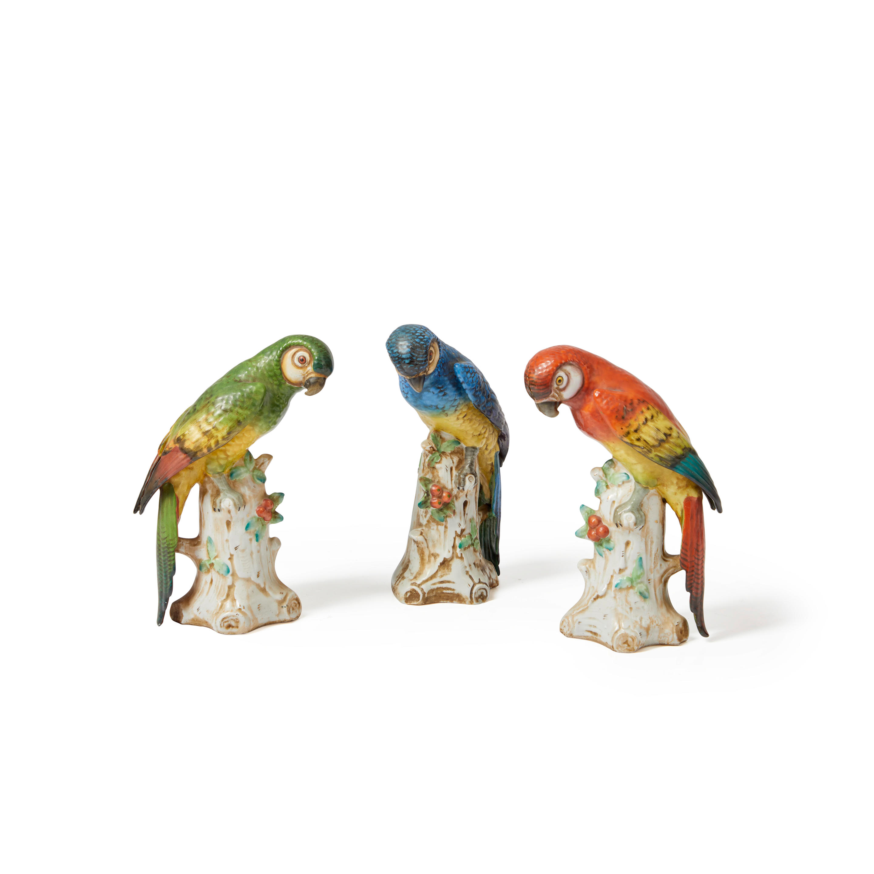 Appraisal: Three Porcelain Parrots ht to in