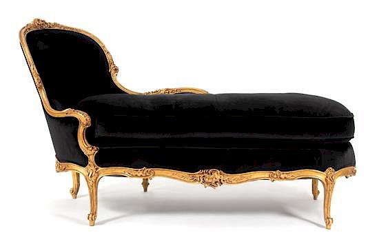 Appraisal: A Louis XV Style Giltwood Chaise Lounge Height x width