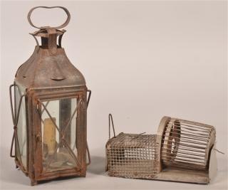 Appraisal: Tin Candle lantern and Mouse Trap - h and h