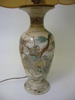 Appraisal: A SATSUMA PORCELAIN LAMP late th century of baluster form