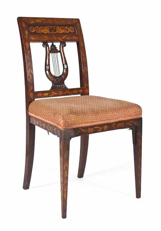 Appraisal: A Dutch Marquetry Side Chair having a lyre form splat