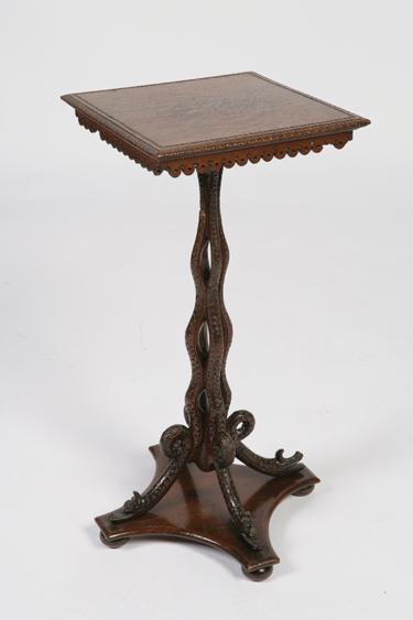 Appraisal: A REGENCY OAK NATURALISTIC OCCASIONAL TABLE the square top with