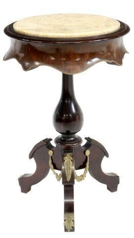 Appraisal: Empire style marble-top mahogany side table early th c inset