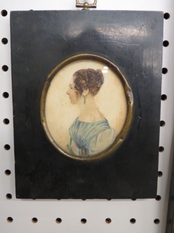 Appraisal: Early Miniature Watercolor on Paper of Young Womam oval image