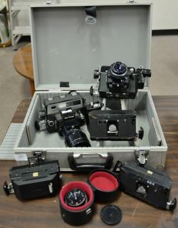 Appraisal: Seven piece camera and case lot including Omega Rapid with