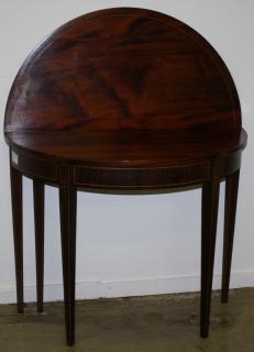 Appraisal: Hepplewhite formal inlaid mahogany lift top card table Hepplewhite formal