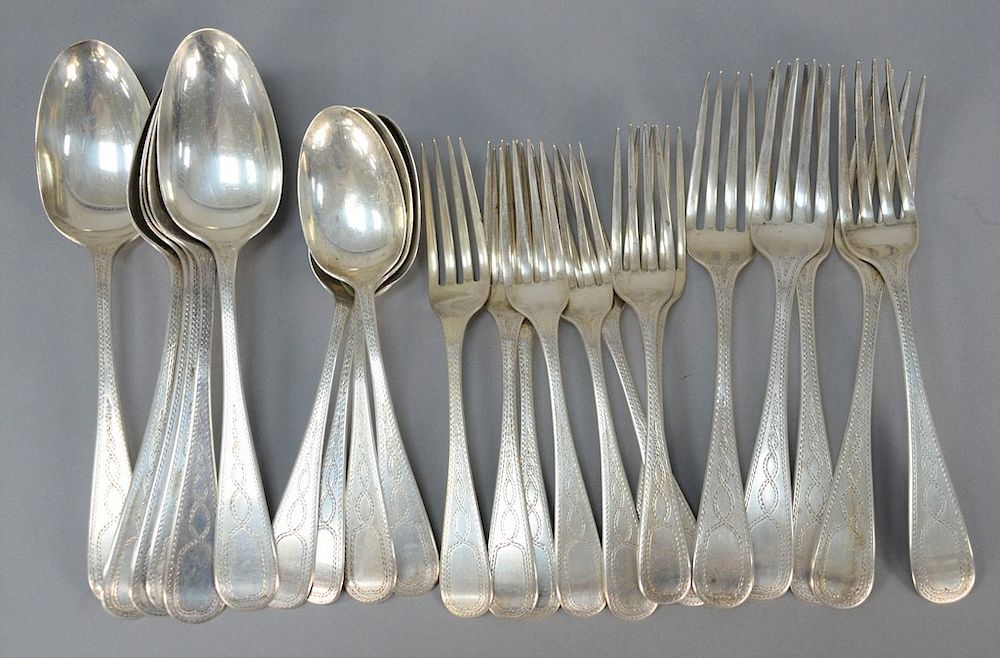 Appraisal: H M coin silver flatware to include thirteen forks and