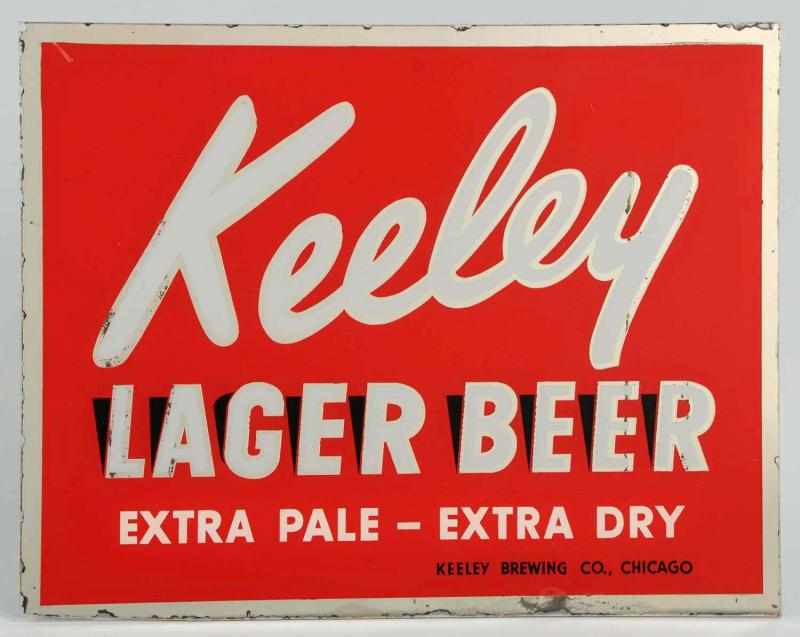 Appraisal: Keeley Lager Beer Reverse Glass Painted Sign Some wear and