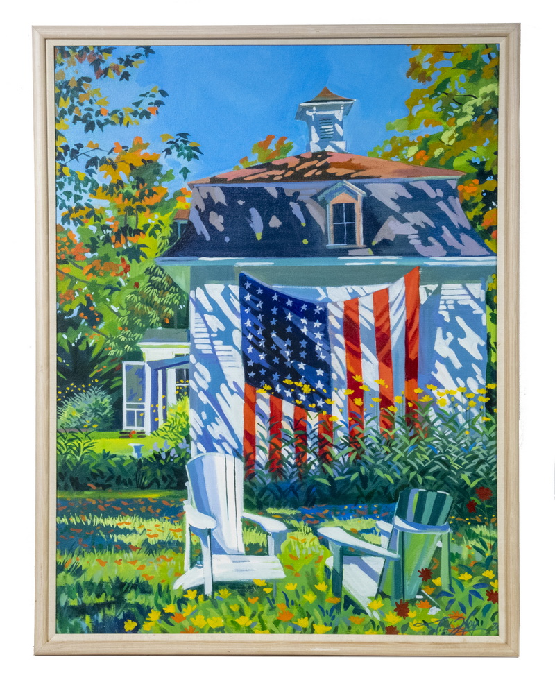 Appraisal: JILL HOY CONTEMPORARY STONINGTON MAINE Stars and Stripes oil on