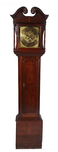 Appraisal: AN TH CENTURY OAK HOUR LONGCASE CLOCK the square brass