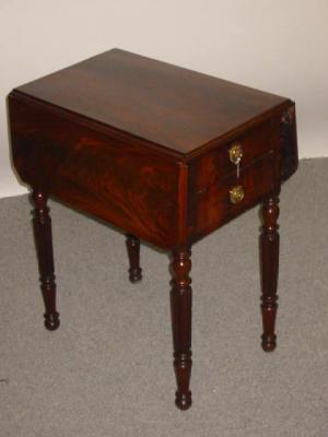 Appraisal: AN EARLY VICTORIAN MAHOGANY WORK TABLE of canted oblong form