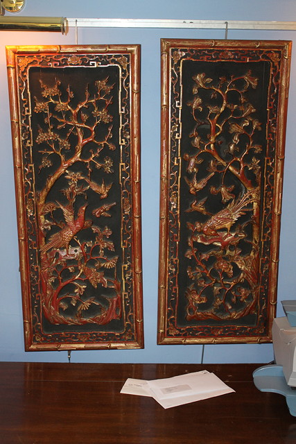 Appraisal: A PAIR OF CHINESE CARVED PANELS each in the form